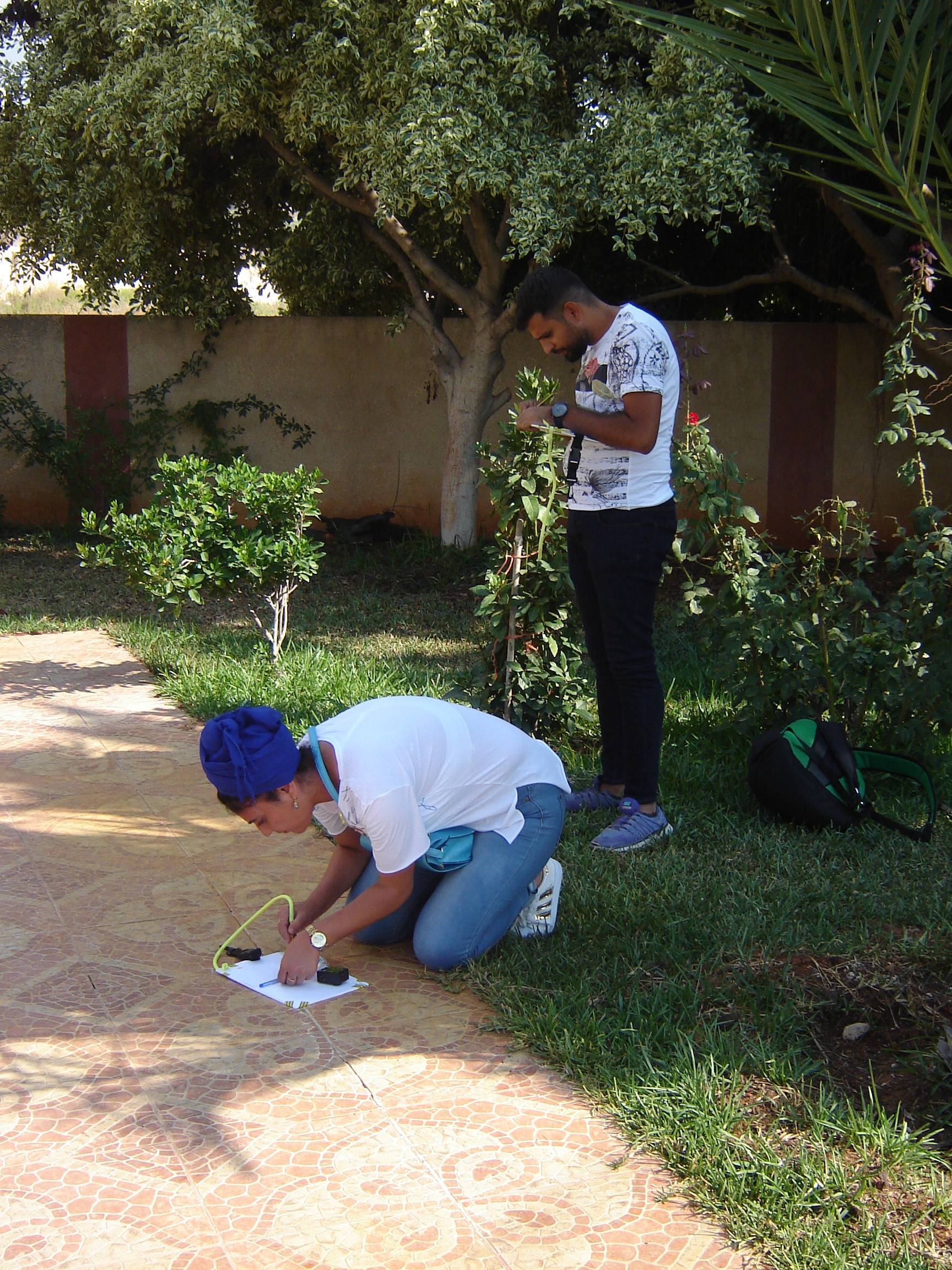 Dry practical recording exercise in the classroom's garden